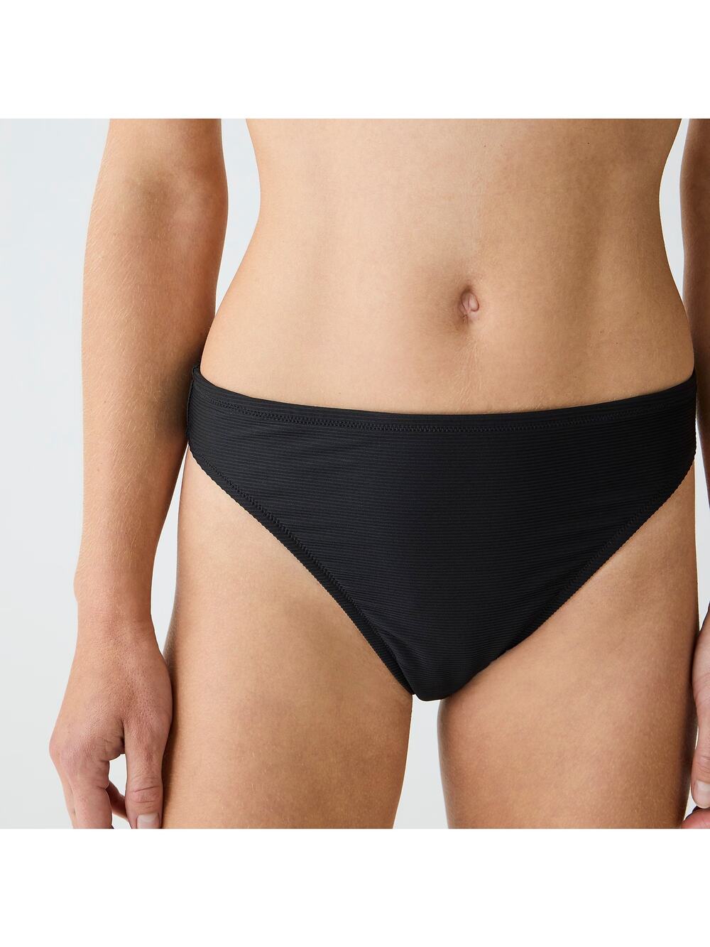 NWT J. Crew Black Ribbed High Rise Cheeky Bikini Swim Suit Bottom Size XXS